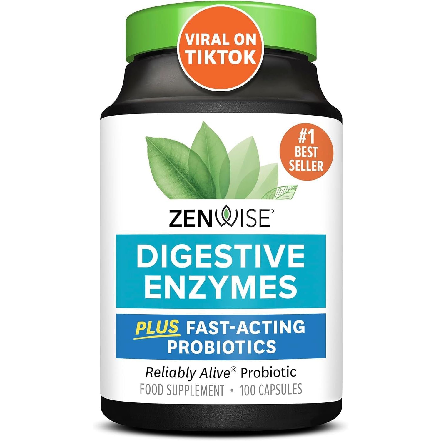 Zenwise Health Digestive Enzymes + Probiotics for Gut Health - 100 Count