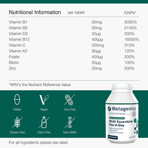 Metagenics - Multi Essentials One a Day Multivitamin -  Vegetarian  - 60 Tablets