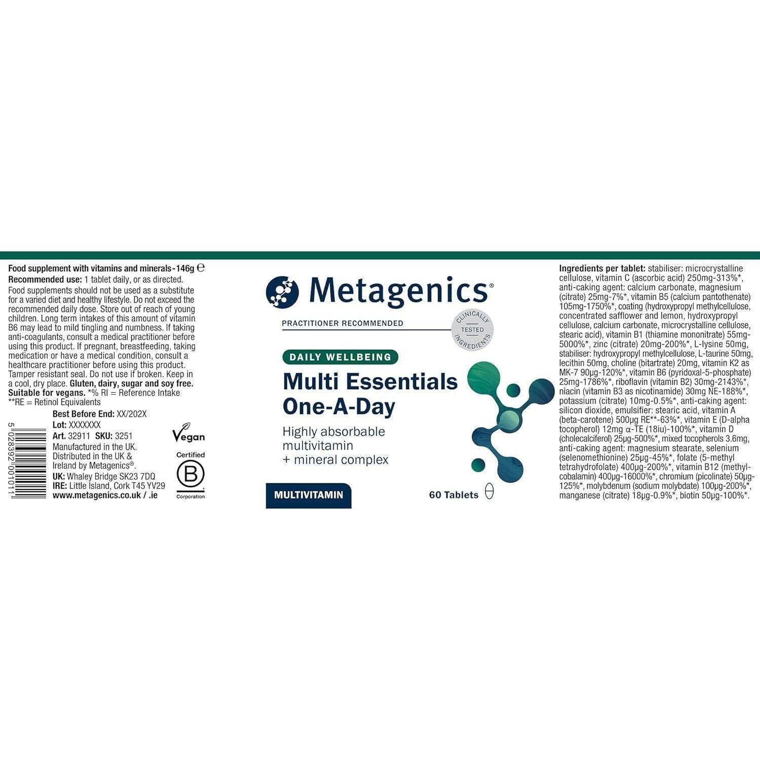 Metagenics - Multi Essentials One a Day Multivitamin -  Vegetarian  - 60 Tablets